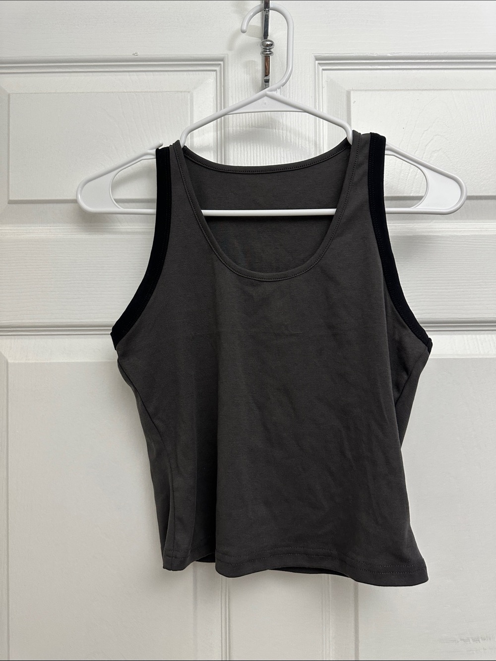Women's Charcoal Gray Tank Top with Black Trim